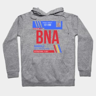 Nashville (BNA) Airport Code Baggage Tag Hoodie